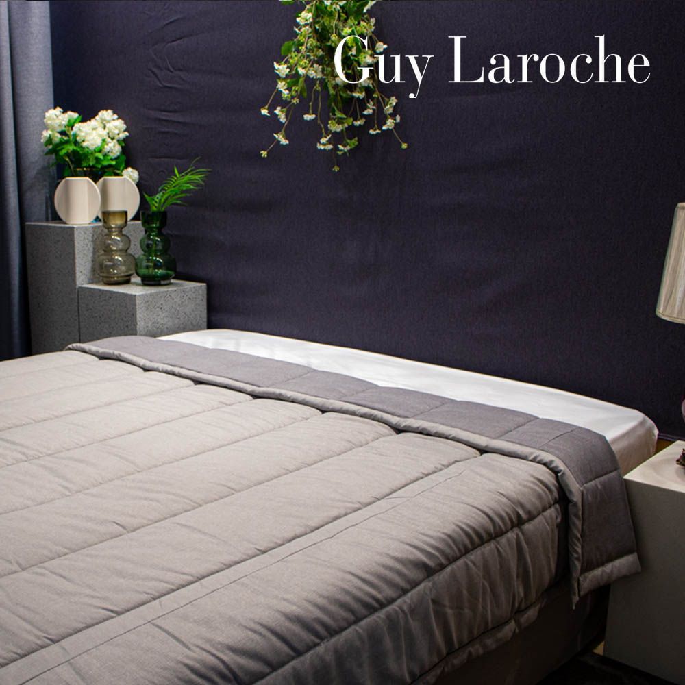 Guy Laroche Semi-Micro Fiber Dandy Grey Comforter High Density Quilted Premium Bedding for All Seasons _ Made in Korea